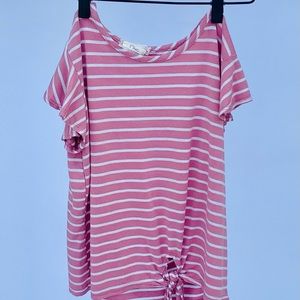 Pink striped tie shirt